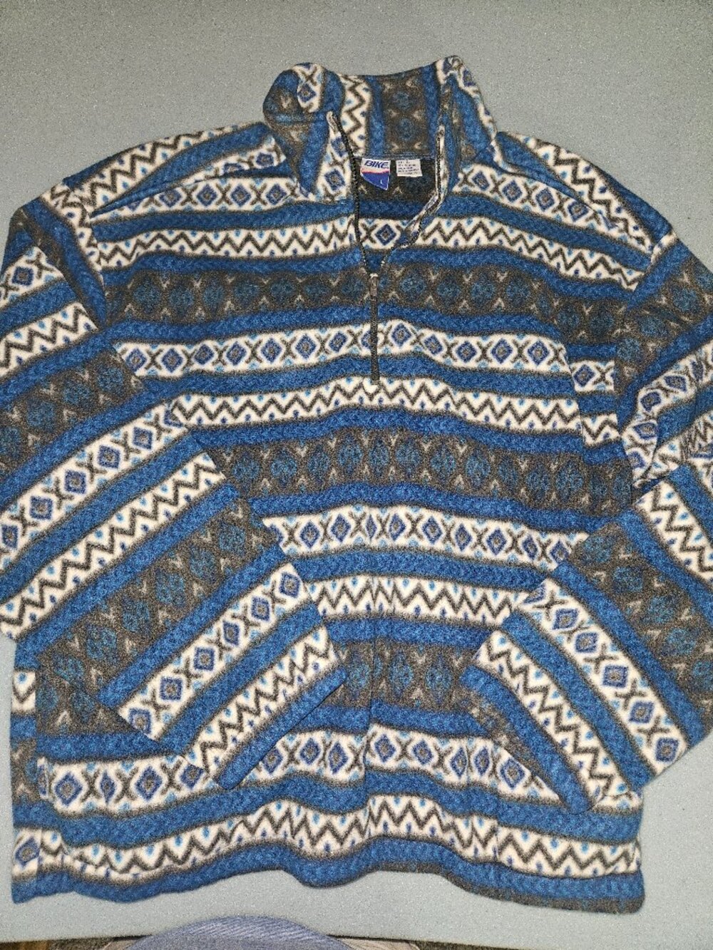 Vintage Bike Brand Adult L fleece 3/4 zip pullover with pockets